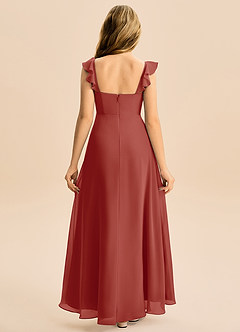 Azazie Mavie Junior Linia A Marszczony Szyfon Długość podłogi Młodsza druhna Sukienka image2