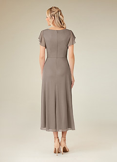 Azazie Vera Abiti per la Madre della Sposa Abito A-Line in Maglia con Scollo a V a Pieghe Taupe image4