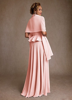 Azazie Josabeth Mère de la mariée Robes Robe Trapèze en Mousseline de soie Plissée Rose Pâle image3