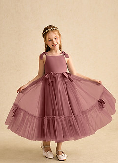 Azazie Jaci Flower Girl Dresses Amethyst A-Line Spaghetti Strap Chiffon Dress image4