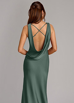 Azazie Cheryl Bridesmaid Dresses Sea Moss Mermaid Stretch Satin Dress image2