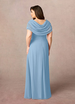 Azazie Mary vestidos de madre de la novia Vestido de Azul Pálido de Gasa de Corte en A con Corte Lateral image8