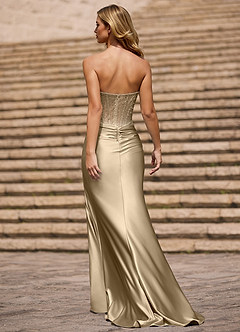 Glint Champagne Asymmetrical Rhinestone Prom Dress image2