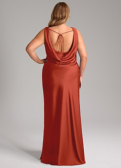 Azazie Rylina Bridesmaid Dresses Rust Mermaid Stretch Satin Dress image8