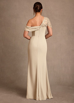 Azazie Sally Mother of the Bride Dresses Champagne Sheath Lace Chiffon Dress image3