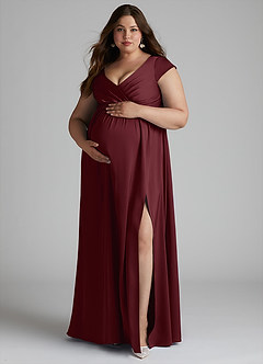 Azazie Allessia Maternity Bridesmaid Dresses A-Line Pleated Stretch Satin Floor-Length Dress image11