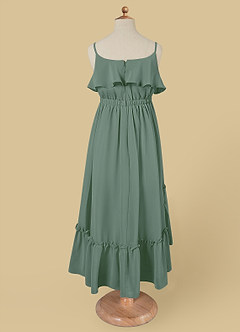 Azazie Karmen Flower Girl Dresses Eucalyptus A-Line Ruched Chiffon Dress image7