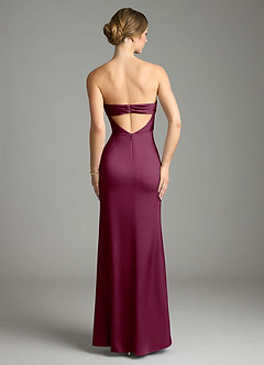 Azazie Leonis Bridesmaid Dresses Mulberry Mermaid Pleated Stretch Satin Convertible Dress image2