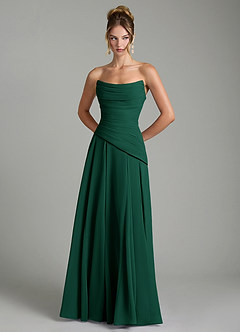 Azazie Gabriela Bridesmaid Dresses Emerald A-Line Corset Chiffon Dress image7