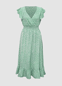 Hello Sweetheart Mint Green Print Flutter Sleeve Maxi Dress image7