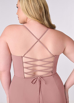 Barbie ♥ Azazie Robes de demoiselle d'honneur Robe Fourreau en Mousseline de soie Corset Rose Poussiéreuse image8