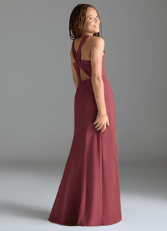 Azazie Rue Junior Merlot Mermaid Side Slit Chiffon Dress image5