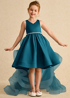 Azazie Julietta Abiti da Ragazza di Fiori Abito Principessa in Tulle Convertibile Blu Inchiostro image2