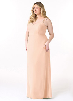 Azazie Denice Bridesmaid Dresses English Rose Sheath Pleated Chiffon Dress image11