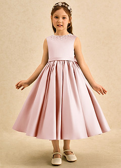 Azazie Doodle Flower Girl Klänningar Klä Balklänning i Matt satäng Rosett image1