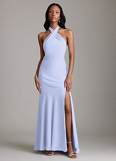 Azazie Lorena Vestidos de damas de honor Vestido de Lavanda de Gasa de Corte Sirena con Plisado image1