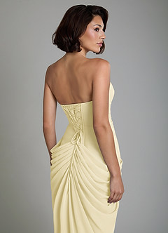 Azazie Nyra Robes de demoiselle d'honneur Robe Fourreau en Mousseline de soie Corset Sorbet Citron image4