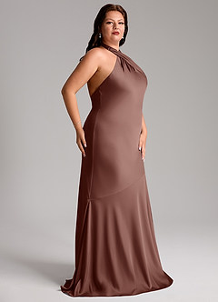 Azazie Lorena Brudtärnklänningar Klänning av Sjöjungfru i Stretch Satin Plisserad Espresso image11