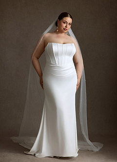 Azazie Cherity Wedding Dresses Diamond White Mermaid Strapless Crepe Back Satin Dress image10