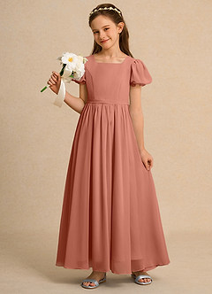 Azazie Lilia Junior Formal Blumenmädchenkleider A-Linie mit ärmel Chiffon Kleid Mai Tai image1