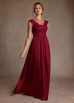 Azazie Amethyst Mother of the Bride Dresses Burgundy A-Line Lace Dress image3