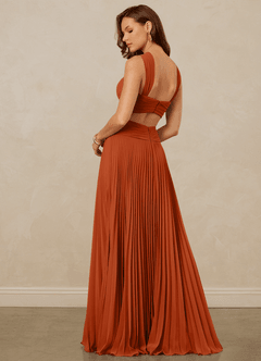 Christian Siriano Bridal for Azazie 1009 Bridesmaid Dresses Burnt Orange A-Line Pleated Chiffon Dress image3