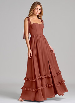 Azazie Anastacia Bridesmaid Dresses Auburn A-Line Sweetheart Neckline Chiffon Dress image4