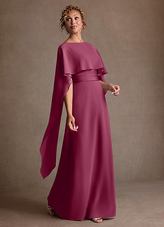 Azazie Marilla 신부의 어머니 드레스 A라인 주름진 쉬폰 플로어 길이 드레스 image2