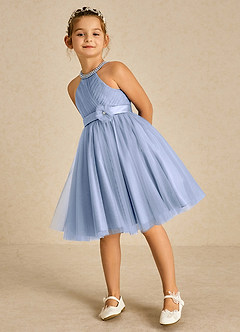Azazie Honey Flower Girl Dresses Ice A-Line Beaded Matte Satin Dress image5