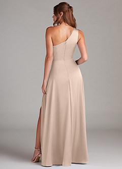Azazie Brooke Bridesmaid Dresses English Rose A-Line One Shoulder Stretch Satin Dress image8