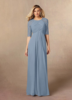 Azazie Barrymore Final Sale Dusty Blue A-Line Scoop lace Chiffon Dress image1
