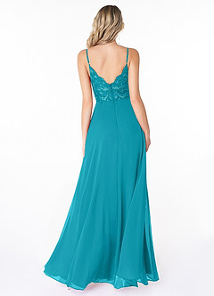 Azazie Lena Bridesmaid Dresses Jade A-Line Lace Chiffon Dress image2