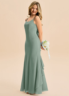 Azazie Lioren Junior Silver Sage Mermaid Bow Chiffon Dress image2