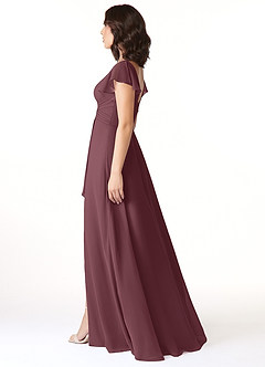 Azazie Omari Bridesmaid Dresses Sangria A-Line Chiffon Dress image3