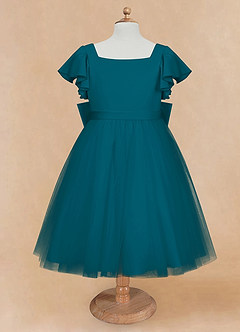 Azazie Kaeya Abiti da Ragazza di Fiori Abito A-Line in Tulle Fiocco Blu Inchiostro image5