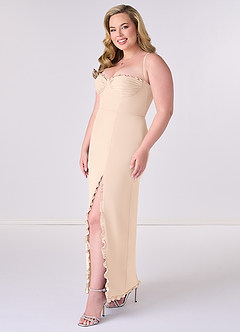 Barbie ♥ Azazie Bridesmaid Dresses White Alabaster Sheath Corset Chiffon Dress image9