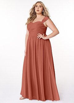 Azazie Zapheira Bridesmaid Dresses Clay A-Line Ruched Chiffon Dress image7