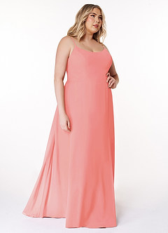 Azazie Moira Bridesmaid Dresses Coral A-Line Scoop Chiffon Dress image11
