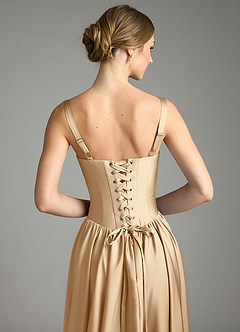 Azazie Evadina Suknie dla druhen Linia A Gorset Satyna elastyczna Do ziemi Sukienka image6