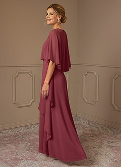 Azazie Bowie vestidos de madre de la novia Vestido de Merlot de Gasa de Corte En A image3