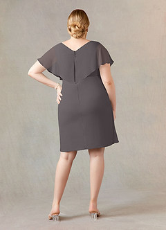 Azazie Julia Mother of the Bride Dresses Steel Grey Sheath V-Neck Pleated Chiffon Dress image10