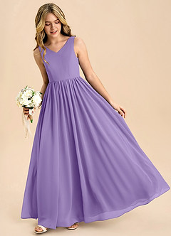 Azazie Hathaway Junior Tahiti A-Line Bow Chiffon Dress image4