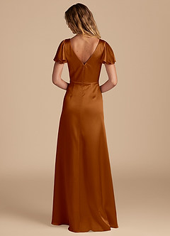 Azazie Soren Final Sale Auburn A-Line Pleated Metallic Satin Dress image5