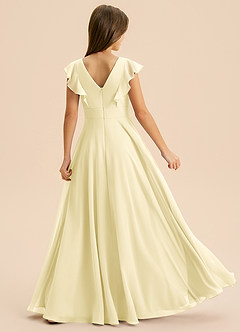 Azazie Anysa Junior Robe Trapèze en Mousseline de soie Rayé Sorbet Citron image2