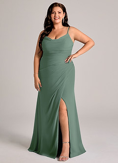 Azazie Deandra Brudtärnklänningar Klä av Sjöjungfru i Chiffong Plisserad Eukalyptus image9