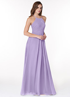 Azazie Ginger Bridesmaid Dresses Lilac A-Line Halter Pleated Chiffon Dress image1