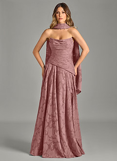 Azazie Gabriela Bridesmaid Dresses Dusty Rose A-Line Strapless Floral Burnout Dress image4