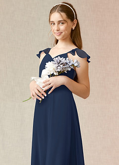 Azazie Everett Junior A-Line Chiffon Gulv-længde Junior brudepige Kjole image6