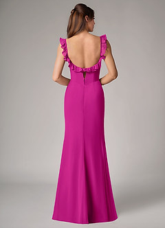 Azazie Callie Bridesmaid Dresses Fuchsia Mermaid Side Slit Chiffon Convertible Dress image2