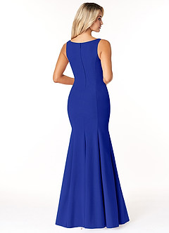 Azazie Rogue Bridesmaid Dresses Royal Blue Mermaid Scoop Side Slit Stretch Crepe Dress image2